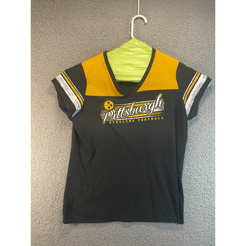 Women's NFL Pittsburg Stealers‎ V Neck Short Sleeve Shirt, Size XL